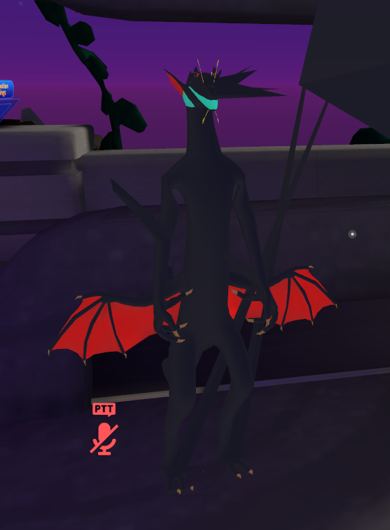 VRChat screenshot of a very glitched and broken hexapod avatar.