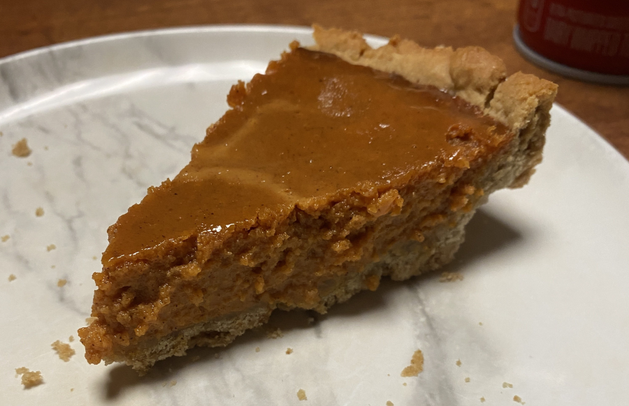 a slice of pumpkin pie