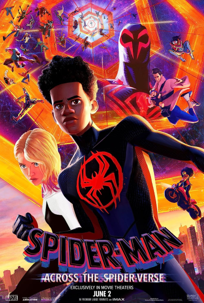 Poster showing miles posing with Gwen to his side and the rest of the characters in the background.