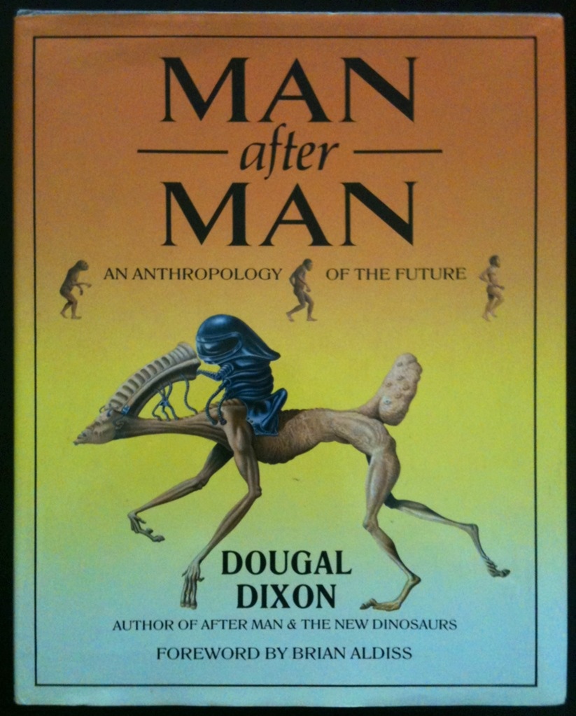 Man after Man's cover. A small armored being rides atop a four-legged beige creature's back.