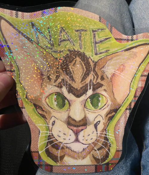 Hand-drawn fursona badge of Nate facing forward.